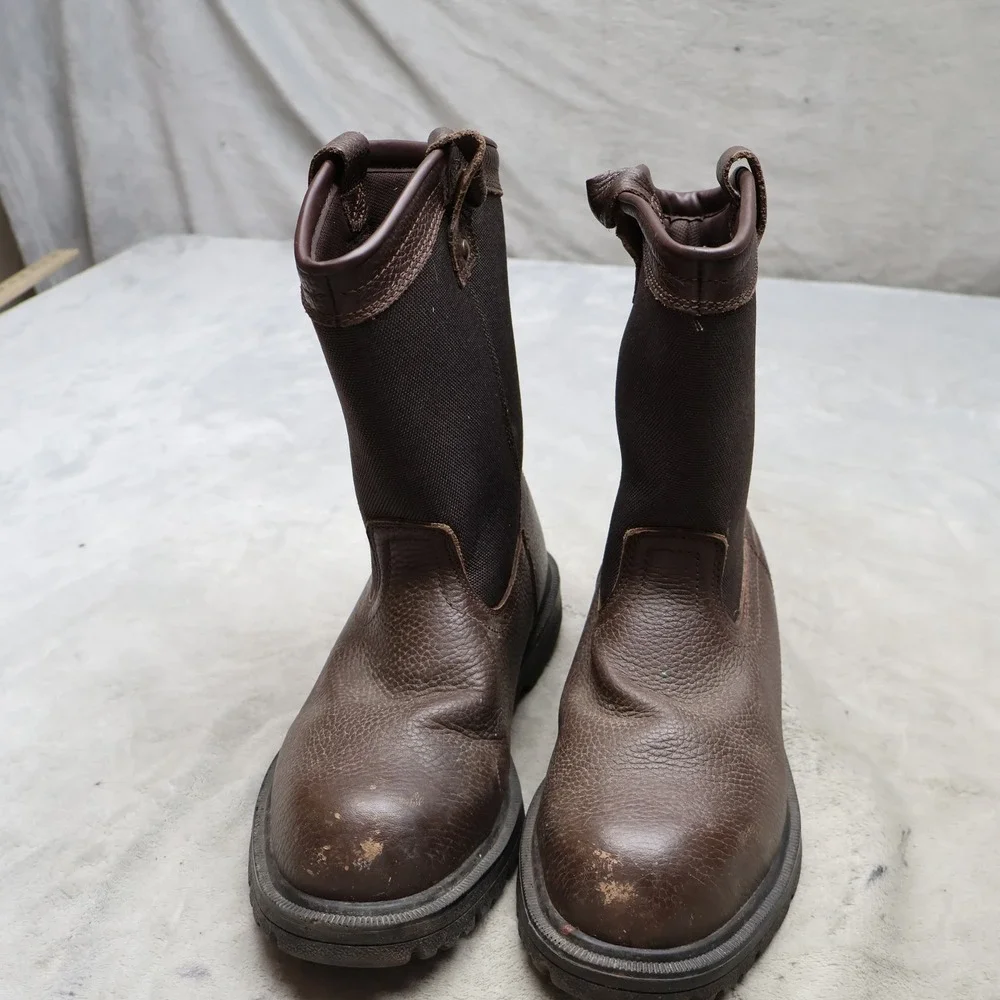 Hermand Survivors Mens 8.5 Work Boots Brown Bay II Leather Safety Toe Utility